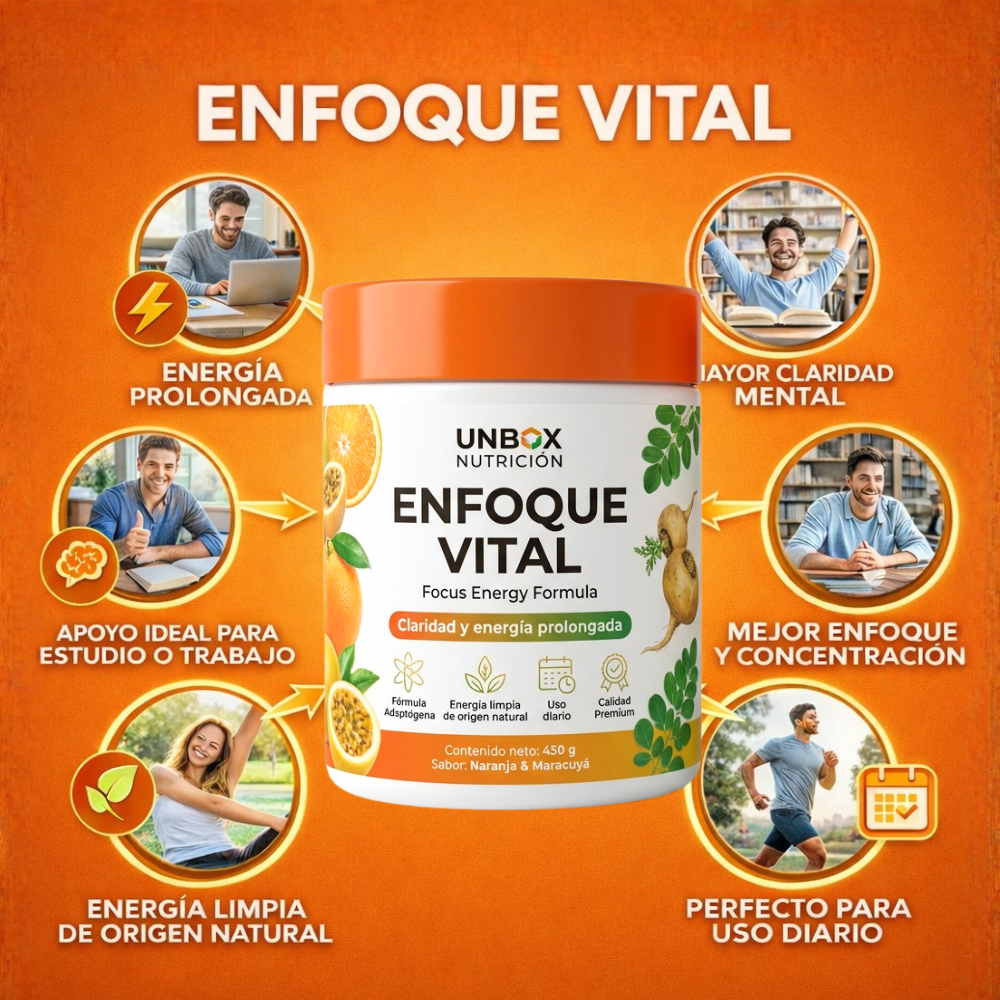 UNBOX NUTRICIÓN ENFOQUE VITAL - Suplemento dietético de claridad mental y energía prolongadaa