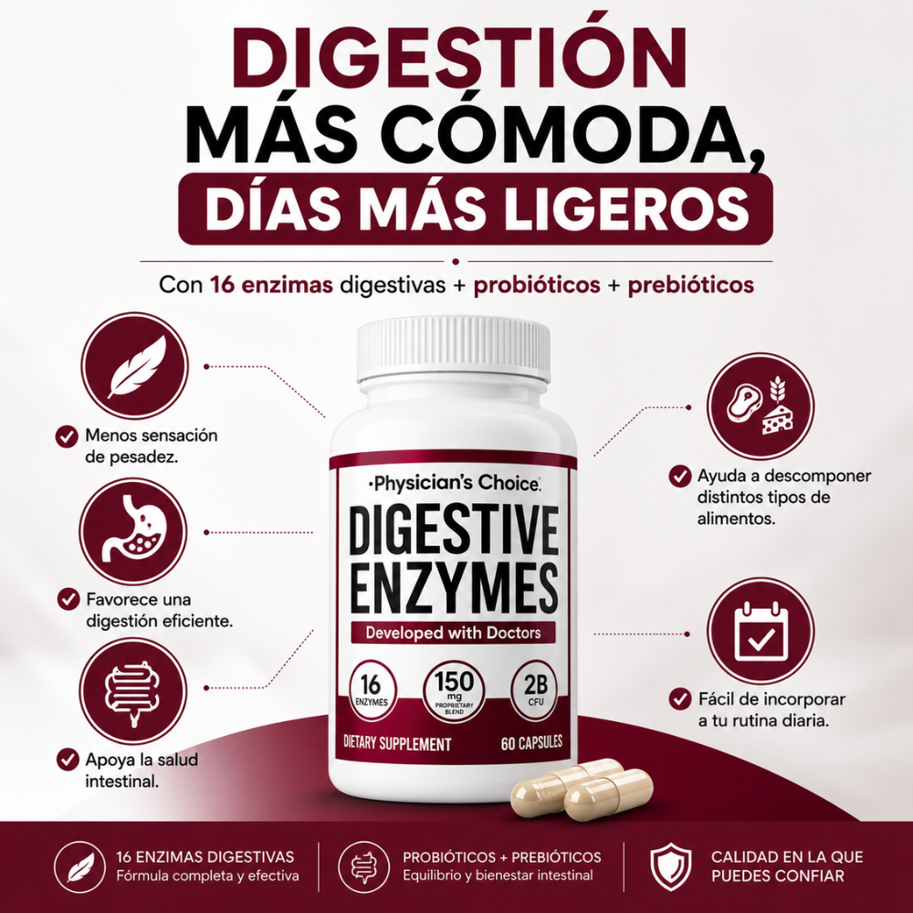 CÁPSULAS DIGESTIVE ENZYMES – Suplemento Premium para el Bienestar Digestivo 💚
