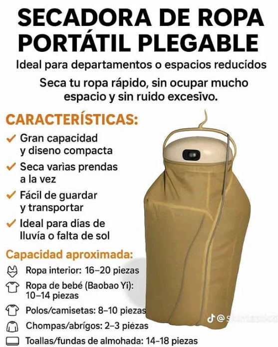 SECADORA DE ROPA PORTATIL | UV + ANTI ARRUGAS