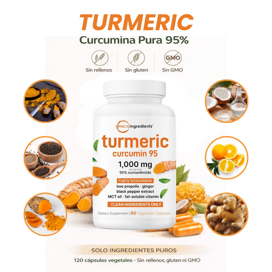 TURMERIC - Suplemento con curcumina de cúrcuma pura 95%