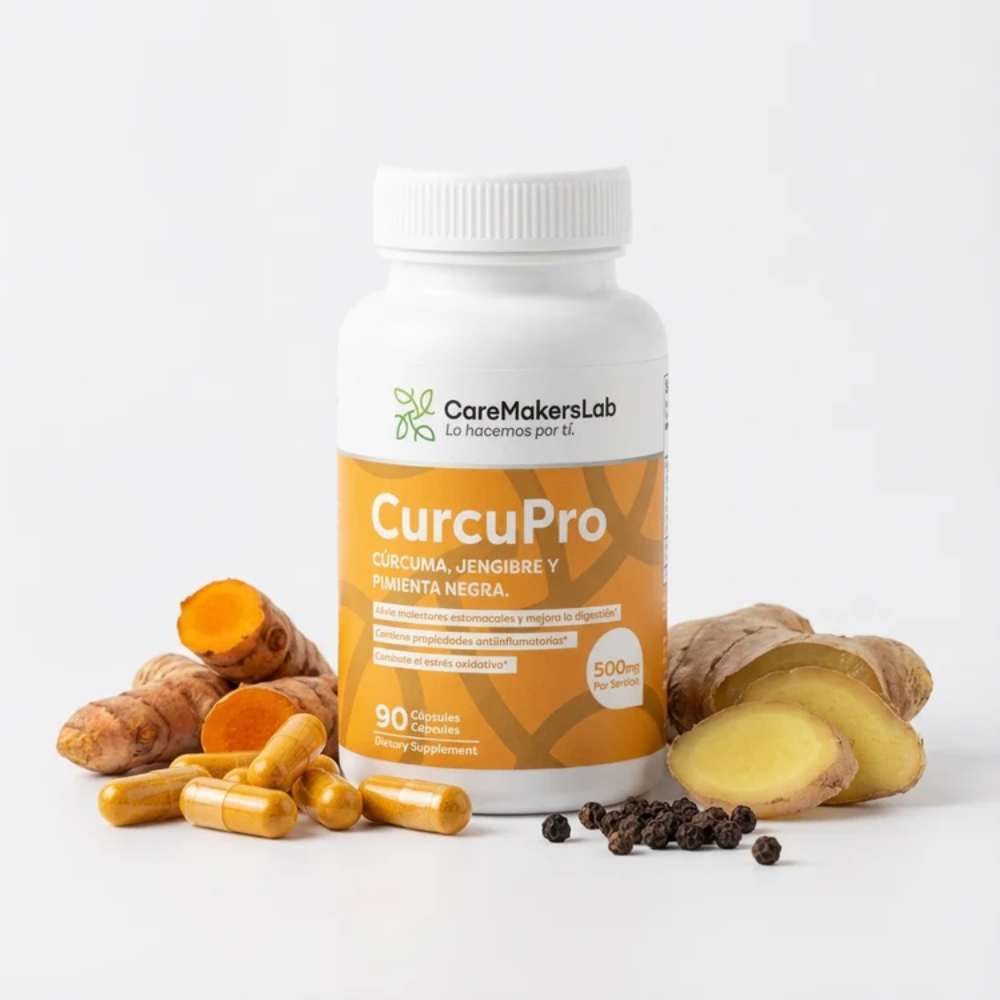CurcuPro™ – Cápsulas de Cúrcuma, Jengibre y Pimienta Negra – Digestión, Bienestar y Defensa Antioxidante (90 cápsulas / 500 mg por servicio)- CareMakersLab