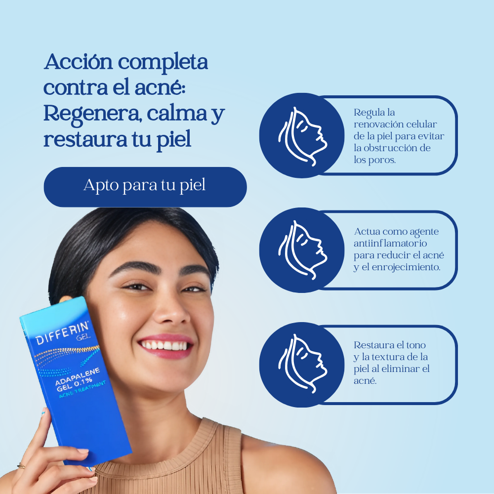 Differin Adapalene Gel 0.1% Tratamiento acné, 0.03 oz