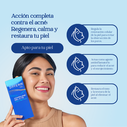 Differin Adapalene Gel 0.1% Tratamiento acné, 0.03 oz
