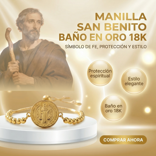 Manilla San Benito Baño en Oro 18K