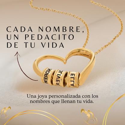 Collar Corazón Encantador con Cuentas Grabadas
