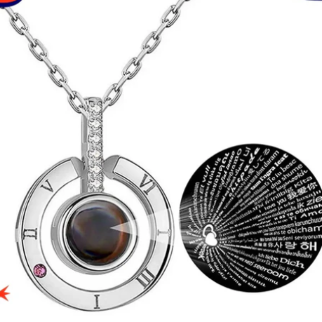 COLLAR + ANILLO PROYECTOR - TE AMO EN 100 IDIOMAS