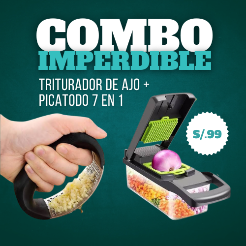 Combo Cocina Express 7 en 1 + 2 Trituradores de Ajo Premium