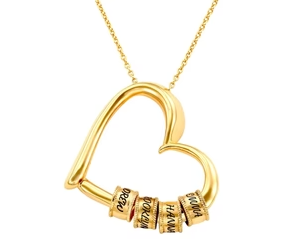 Collar Corazón Encantador con Cuentas Grabadas