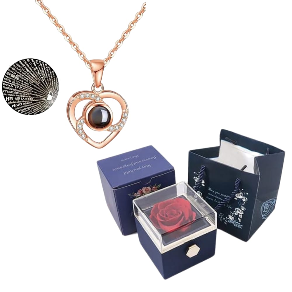 ROSA ETERNA Y COLLAR PERSONALIZADO